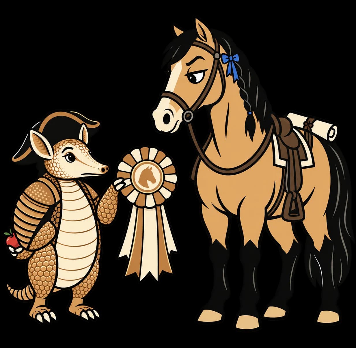Revere pinning a ribbon on Bluebonnet